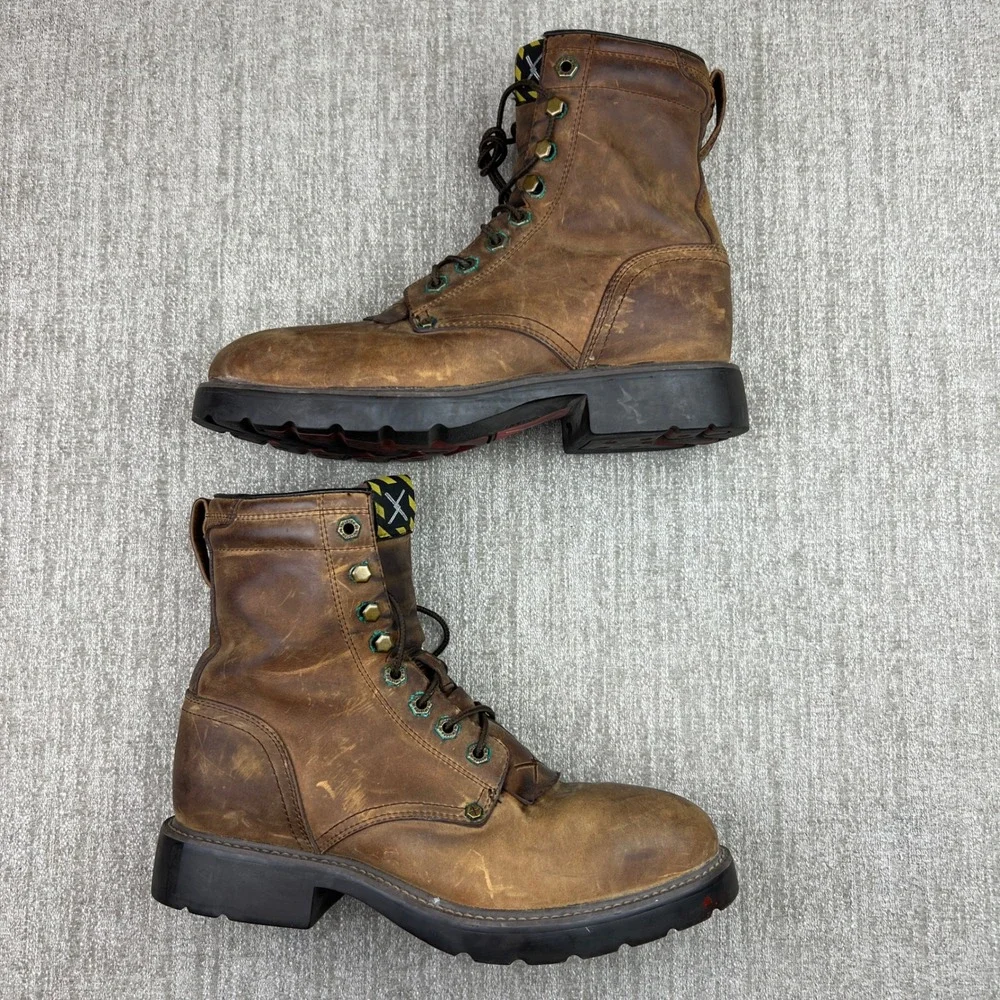 Twisted X Men's Work Boots Brown Leather Lace Up Steel Toe MSL 0001 Size‎ 7D